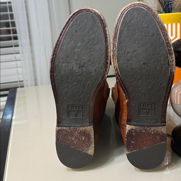 Frye Women's Cognac Leather Heeled Boots - Picture 5 of 6